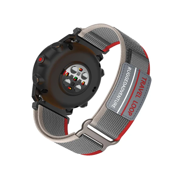 Polar Vantage M2/M/V3 Dokuma Naylon Yedek Kayış - Gri Kırmızı