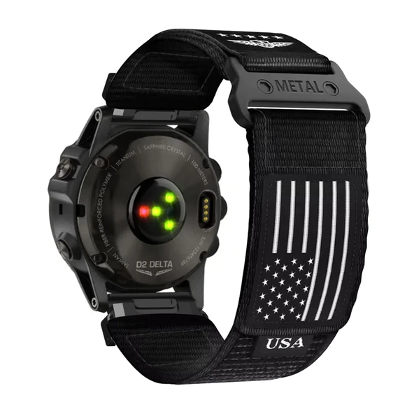 Garmin D2 Delta PX Uyumlu Naylon Cırt Cırtlı Saat Kordonu - Siyah