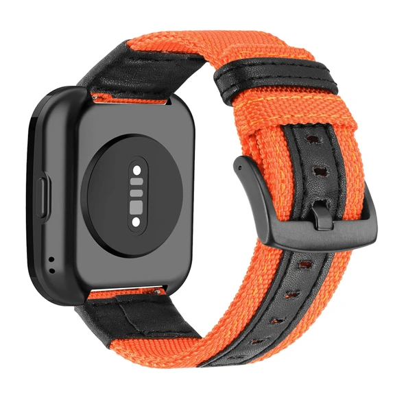 Amazfit Bip 5 Uyumlu Turuncu Naylon Deri Kordon