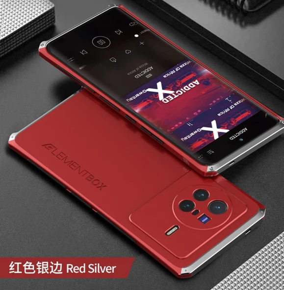 VIVO X80Pro Uyumlu Alüminyum Bumper Kılıf - Kırmızı-Altın Kenar - 6.78 inç - 11