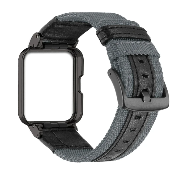 Xiaomi Redmi Watch 2 Lite Uyumlu Gri Naylon Deri Kordon