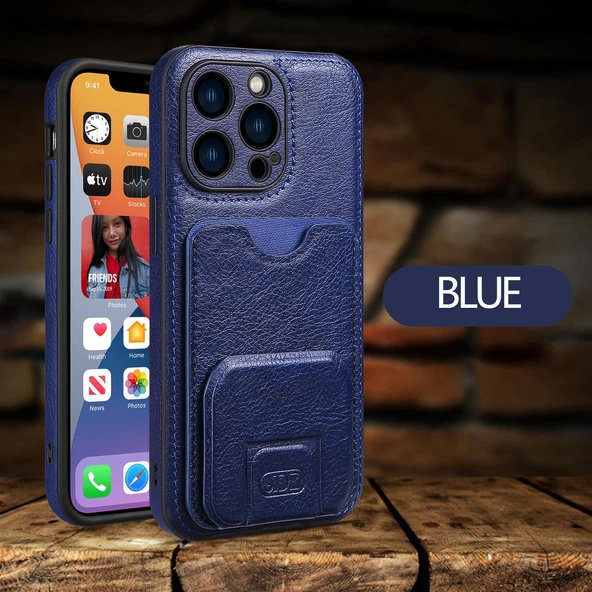 iPhone 15 Plus Uyumlu Kartlıklı Deri Cüzdan Kılıf - Yeşil - 11