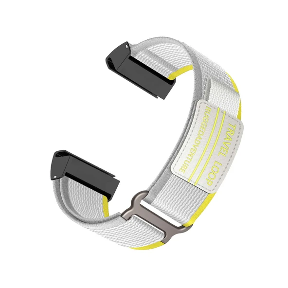 Garmin Instinct/Instinct 2 Beyaz Sarı Dokuma Naylon Yedek Kordon
