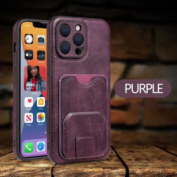iPhone 15 Plus Uyumlu Kartlıklı Deri Cüzdan Kılıf - Yeşil - 7