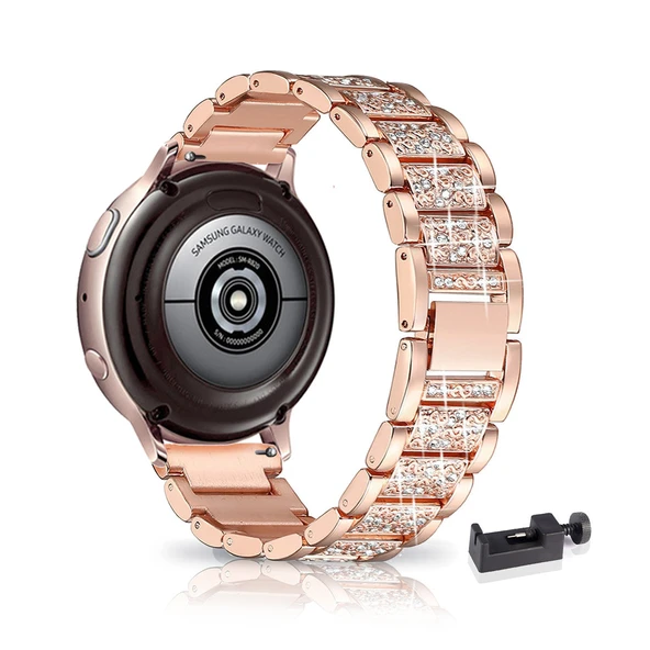 Rose Gold Taşlı Paslanmaz Çelik Samsung Galaxy Watch 42mm Kordon