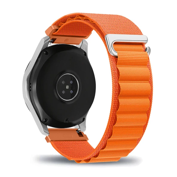 Samsung Galaxy Watch 42mm Uyumlu - Turuncu Naylon Kordon