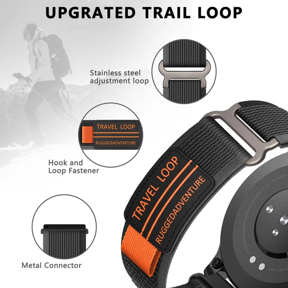 Samsung Galaxy Watch Active/Active 2 Uyumlu Siyah Naylon Kordon - 7