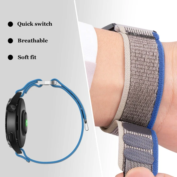 Samsung Galaxy Watch Active/Active 2 Uyumlu Siyah Naylon Kordon - 3