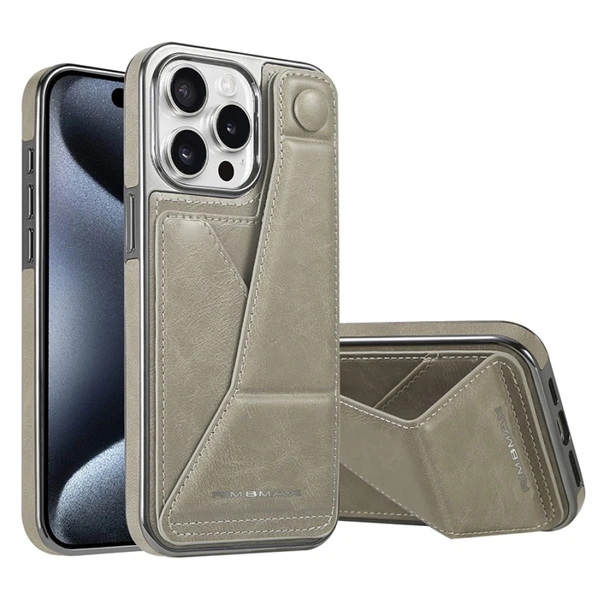iPhone 13 Uyumlu Kartlıklı ve Standlı Deri Cüzdan Kılıf - Kahve - 10