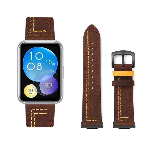 Huawei Watch Fit 2 için Deri Kordon - Renk F