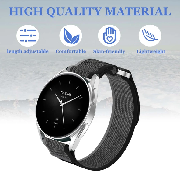 Samsung Galaxy Watch Active/Active 2 Uyumlu Siyah Naylon Kordon - 5