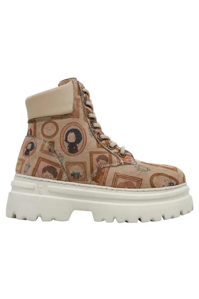 Kadın Vegan Deri Bej Bot - Frames-of-Hogwarts Tasarım - 4