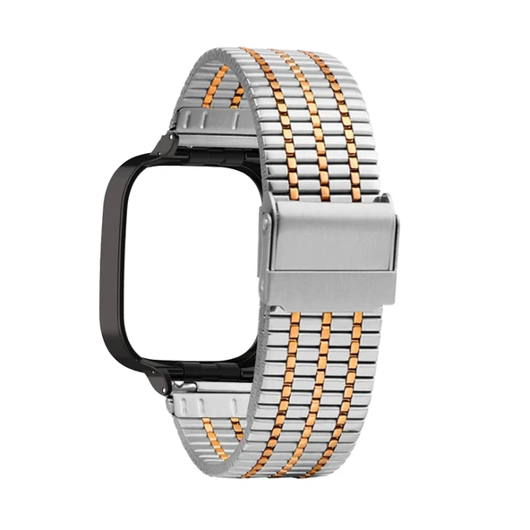 Xiaomi Redmi Watch 3 Active/Lite için Paslanmaz Çelik Örgü Kordon - Altın Gümüş