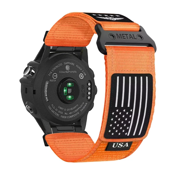 Garmin Descent Mk2 için Naylon Cırt Cırtlı Ayarlanabilir Yedek Kayış - Turuncu