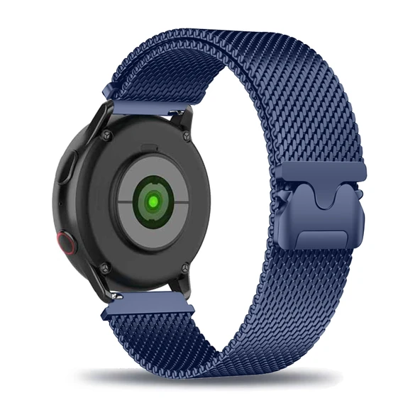 Samsung Galaxy Watch Active 40mm/Active 2 44mm için Milanese Paslanmaz Çelik Kordon - Koyu Mavi