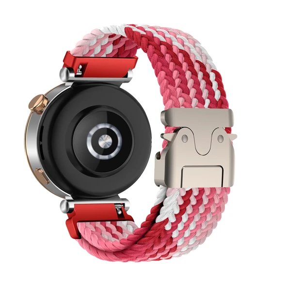 Huawei Watch GT 5 Pro 42mm/GT 5 41mm için Pembe Beyaz Naylon Spor Kordon