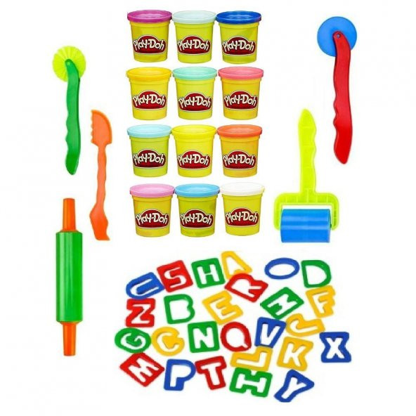 Oyun Hamuru 12 Renk Merdane Harfler Set Play Doh Oyun Hamuru Seti 12 Renk Merdane Harfler