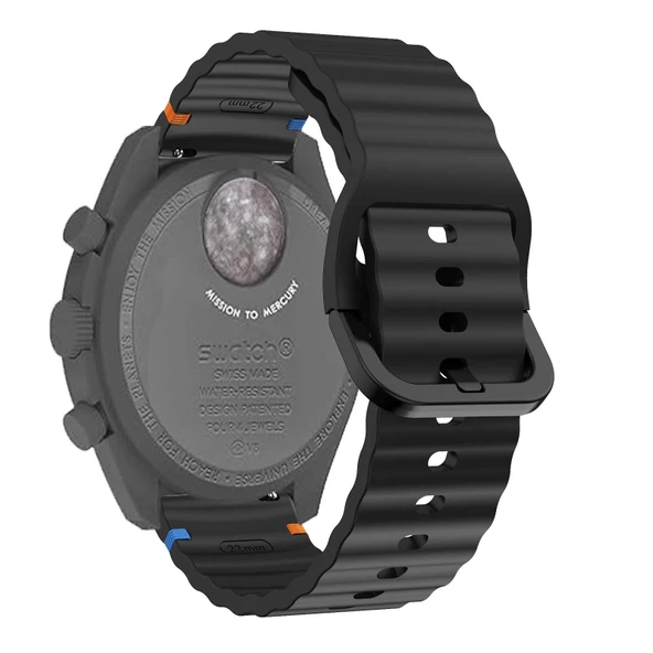 Omega x Swatch MoonSwatch Uyumlu Silikon Saat Kordonu - Siyah