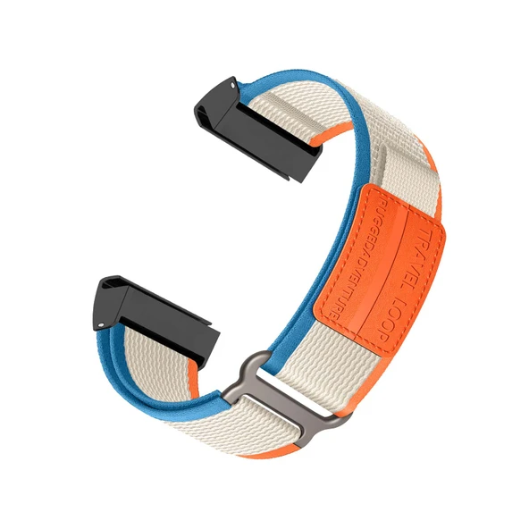 Garmin Descent Mk2S/Instinct 2S Solar Bej-Turuncu Naylon Yedek Kordon