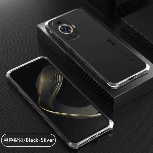 Huawei Nova 11 Alüminyum Tampon Kılıf - Siyah-Mavi Kenar - 6.7 - 11