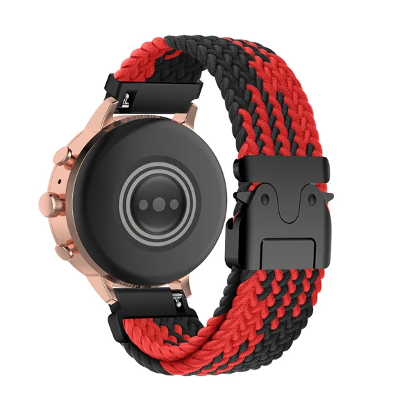 Fossil Gen 3 Q Venture Akıllı Saat için Kırmızı Siyah Naylon Spor Kordon