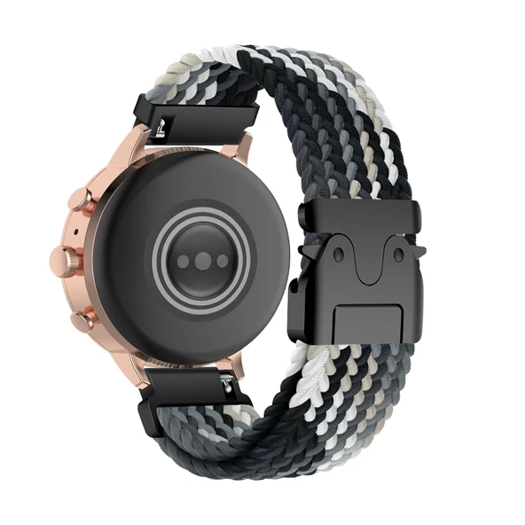 Fossil Gen 3 Q Venture Akıllı Saat için Siyah Beyaz Naylon Spor Kordon