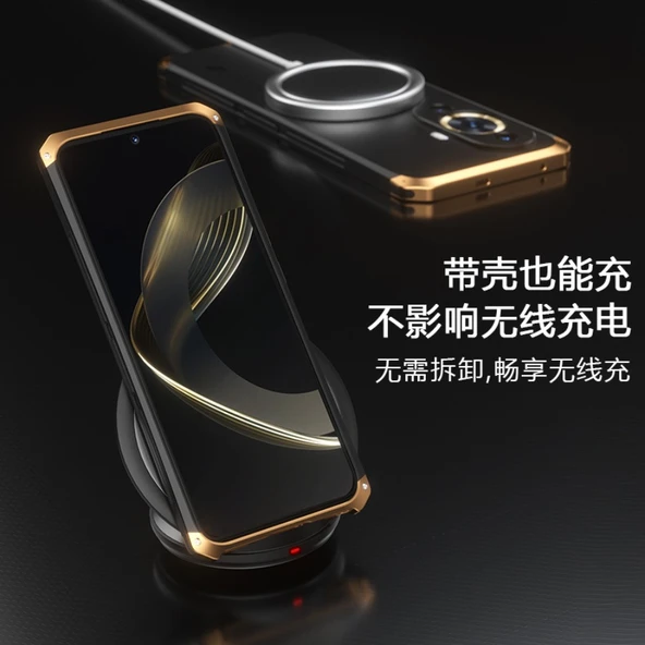 Huawei Nova 11 Alüminyum Tampon Kılıf - Siyah-Mavi Kenar - 6.7 - 4