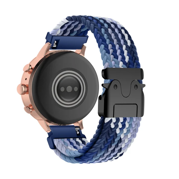 Fossil Gen 3 Q Venture Akıllı Saat için Mavi Beyaz Naylon Spor Kordon