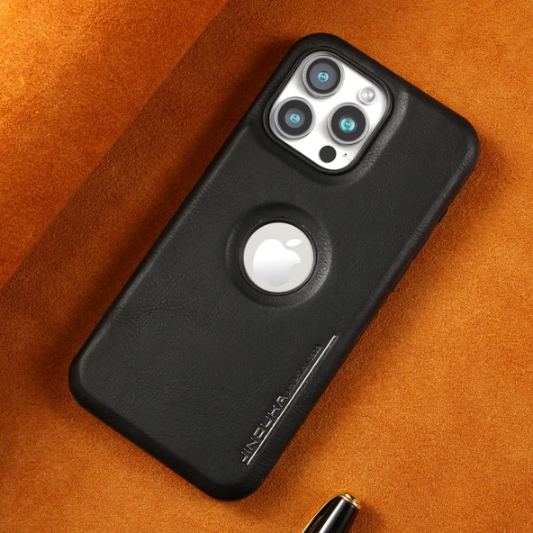 iPhone 12 için Lüks Suni Deri Kılıf - Bordo - 9