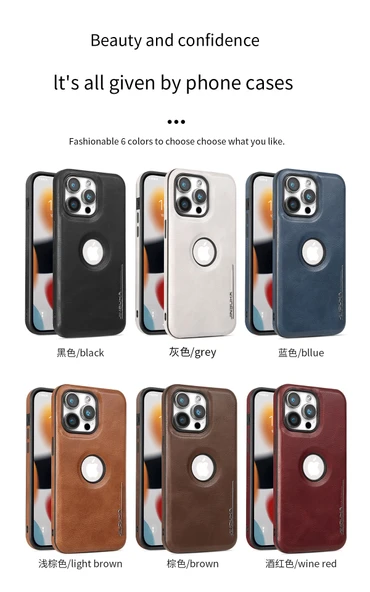 iPhone 12 için Lüks Suni Deri Kılıf - Bordo - 2