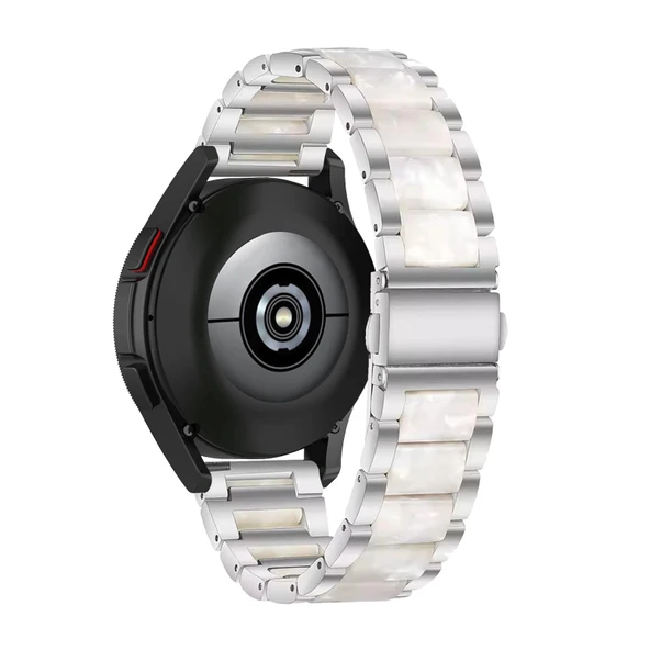 Samsung Galaxy Watch 4 Classic 42/46mm Uyumlu Reçine Kordon - Gümüş Beyaz