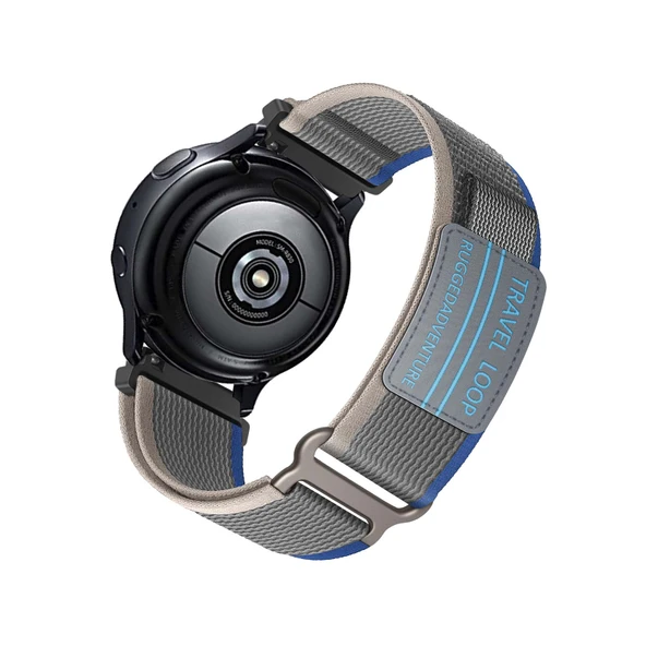 Samsung Galaxy Watch Active 2 40mm 44mm Örme Naylon Kordon - Gri Mavi