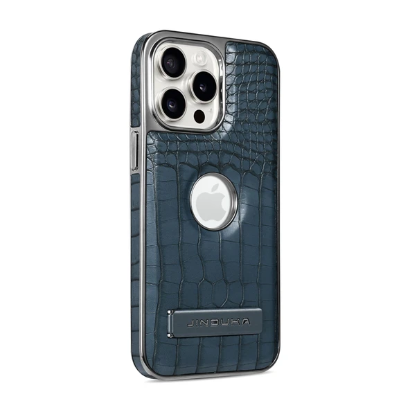 iPhone 15 Pro Max Uyumlu Timsah Desenli Mavi TPU Kılıf