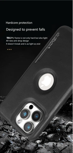 iPhone 12 için Lüks Suni Deri Kılıf - Bordo - 7