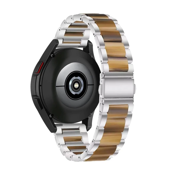 Samsung Galaxy Watch 4 Classic 42/46mm Uyumlu Reçine Kordon - Gümüş Kehribar