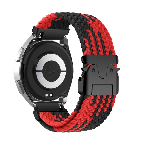 Xiaomi Mi Watch S1/S1 Active/S1 Pro Uyumlu Kırmızı Siyah Naylon Spor Kordon
