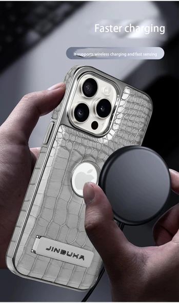 iPhone 15 Uyumlu Timsah Desenli Mavi TPU Kılıf - 5