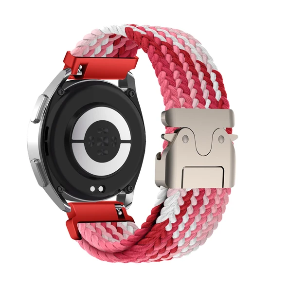 Xiaomi Mi Watch S1/S1 Active/S1 Pro Uyumlu Pembe Beyaz Naylon Spor Kordon