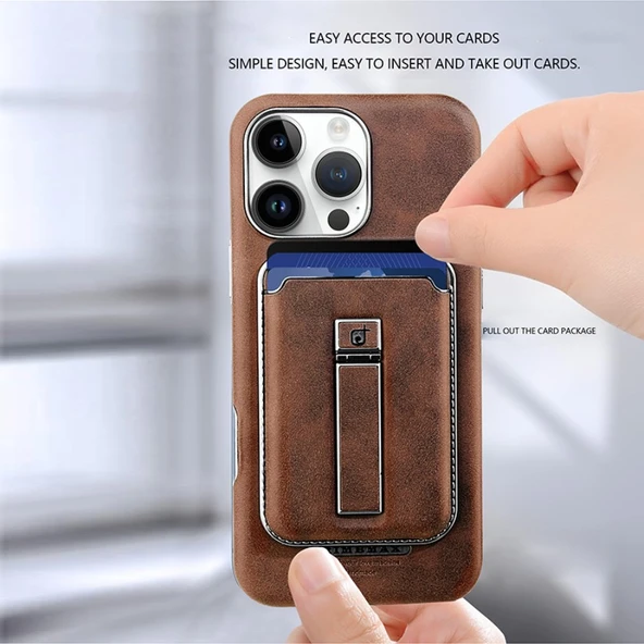iPhone 16 Plus Cüzdanlı Kılıf - Vişne Rengi - 3