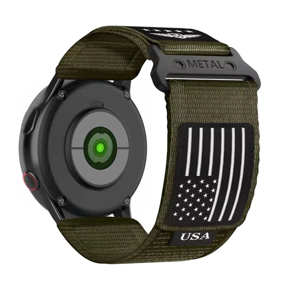 Samsung Galaxy Watch Active Uyumlu Koyu Yeşil Naylon Kordon