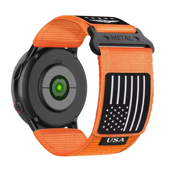 Samsung Galaxy Watch Active Uyumlu Turuncu Naylon Kordon
