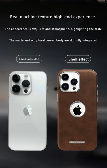 iPhone 16 Pro Max Magsafe Uyumlu Deri Kılıf - Siyah - 9
