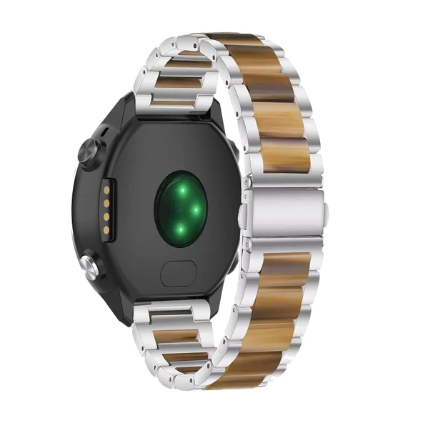 Garmin Forerunner Uyumlu Reçine Kordon - Gümüş Amber