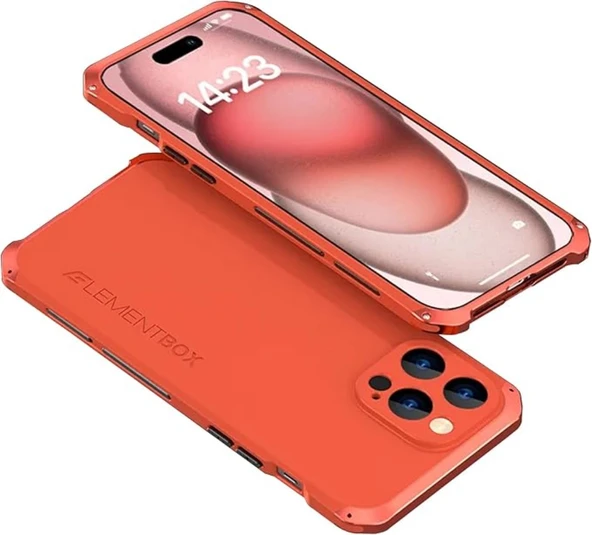 iPhone 15 6.1 inç Uyumlu Kırmızı Altın Çerçeveli Telefon Kılıfı - 10