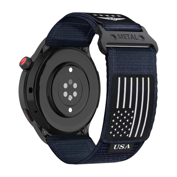 Amazfit GTR 3/GTR 3 Pro Uyumlu Mavi Naylon Cırt Cırtlı Kordon