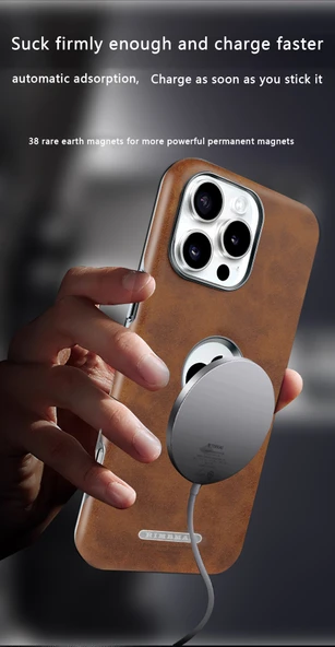 iPhone 16 Plus MagSafe Uyumlu Deri Kılıf - Mor - 7