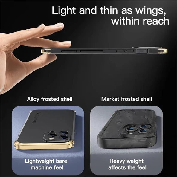 iPhone 14 Pro Max 6.7 Metal TPU Silikon Kılıf - Kırmızı+Kırmızı - 4