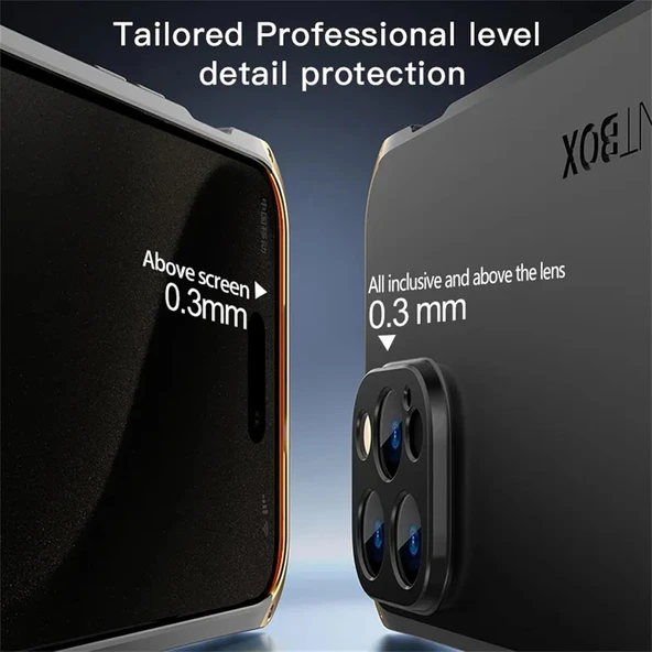iPhone 14 Pro Max 6.7 Metal TPU Silikon Kılıf - Kırmızı+Kırmızı - 5