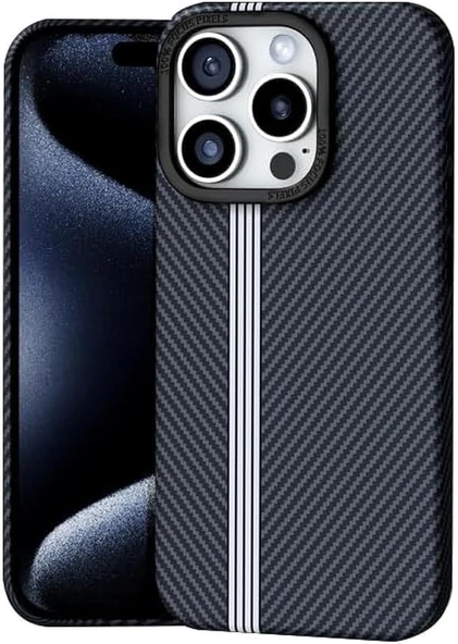 Karbon Fiber Desenli iPhone 13 Kılıf - Siyah