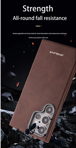 Samsung Galaxy S25 Ultra Uyumlu Siyah Manyetik Deri Kılıf - Resim 4